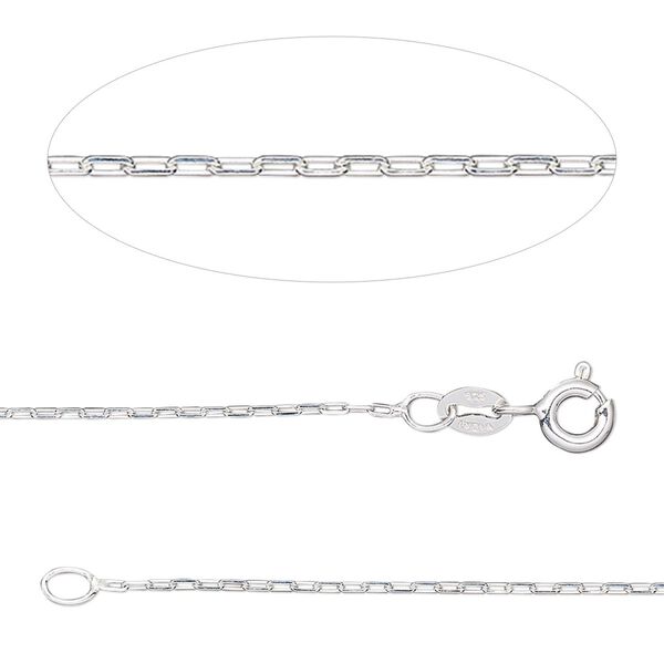 Chain, Gossamer™, sterling silver, 0.9mm cable, 20 inches with springring clasp. Sold individually. image number 0
