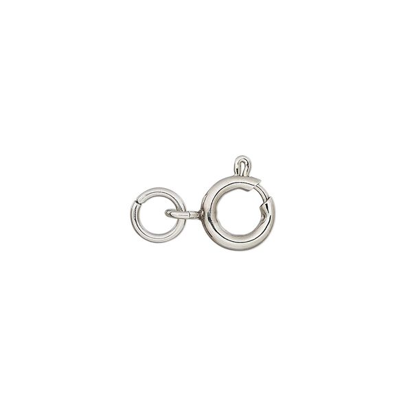 Clasp, springring, stainless steel, 8mm with open loop and jump ring. Sold per pkg of 2. image number 0