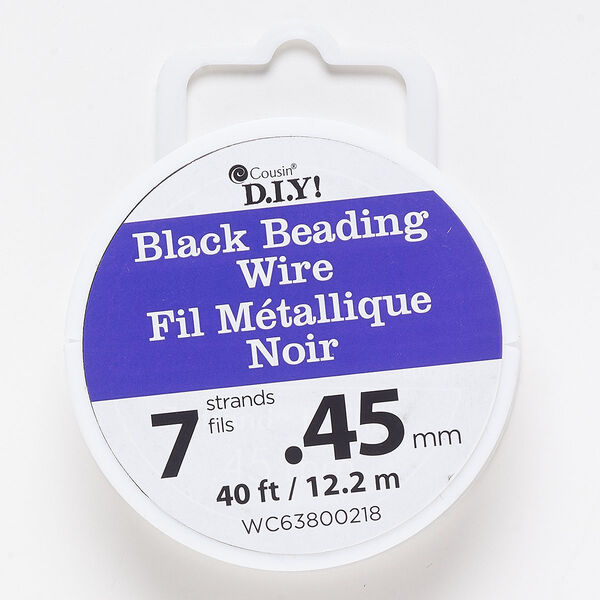 Wire, coated stainless steel, black, 7-strand, 0.45mm. Sold per 40-foot spool. image number 0