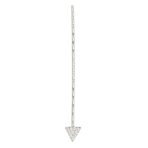 Paddle pin, cubic zirconia and rhodium-plated sterling silver, clear, 1-1/2 inch diamond-cut twisted with 5mm triangle, 22 gauge. Sold individually.