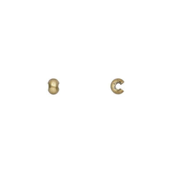 Crimp cover, antique gold-plated brass, 3mm round. Sold per pkg of 500. image number 0