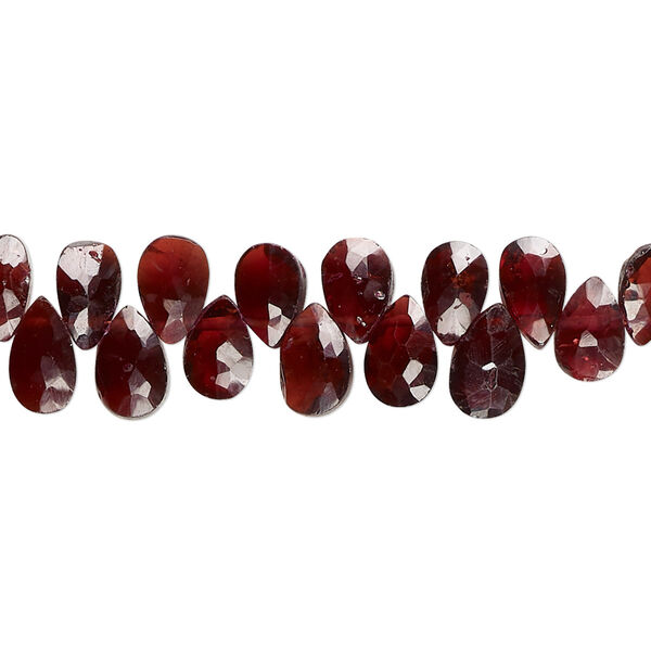 Garnet 1pkg1, hand-cut top-drilled faceted puffed teardrop bead B+ grade, 9 inch 5x4mm-8x6mm image number 0