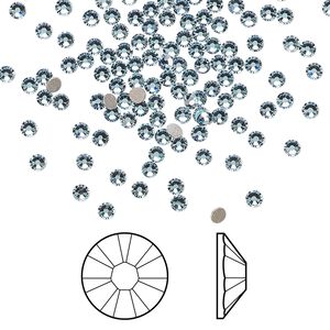Flat back 144pk aquamarine foil back, Crystal Passions® 2.1-2.3mm rose round SS7 2058