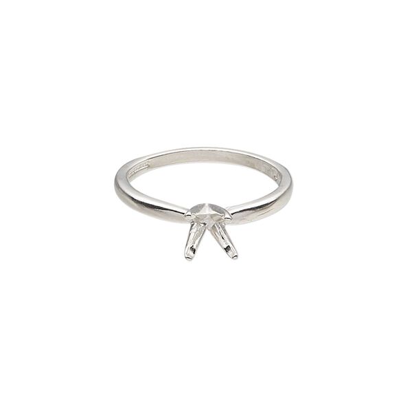 Ring, Sure-Set™, sterling silver, 6mm 4-prong round setting, size 6. Sold individually. image number 0