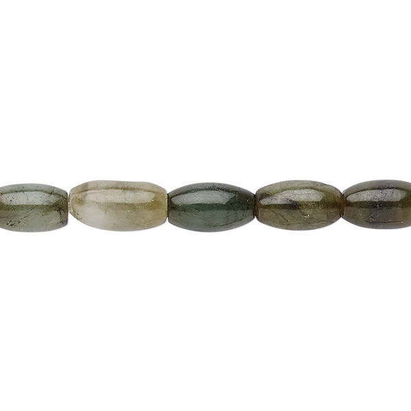 Bead, jadeite (natural), 8x5mm-10x6mm round tube with 0.5-1.5mm hole, C grade, Mohs hardness 6-1/2 to 7. Sold per 15-1/2" to 16" strand. image number 0