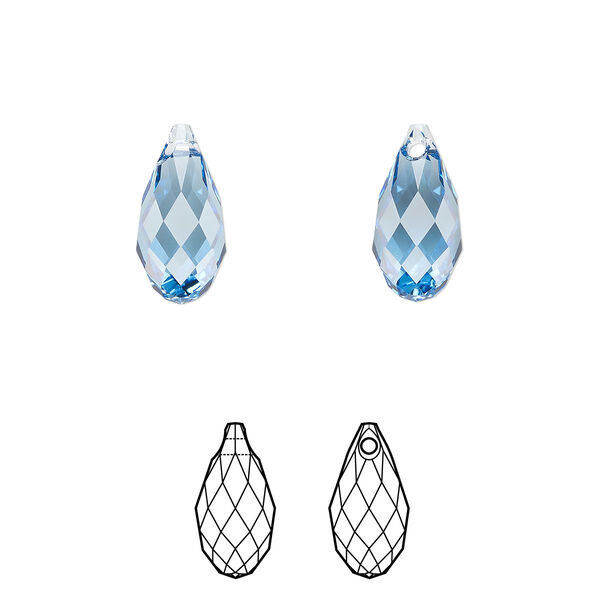 Briolette 24pk cool blue, Crystal Passions® Regenerated 13x6.5mm pendant drop 6010 image number 0