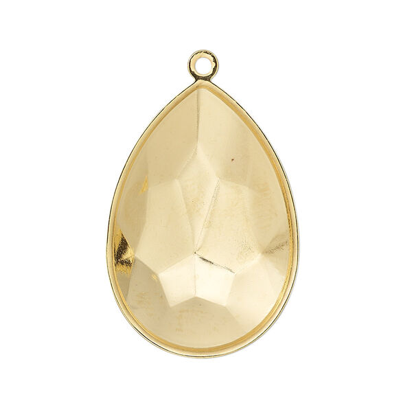 Focal, Almost Instant Jewelry®, gold-plated brass, 32x22.5mm pear with 30x20mm pear setting. Sold per pkg of 2. image number 0