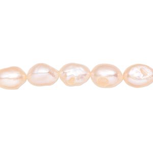 Pearl, cultured freshwater, peach, 7-9mm rice, D grade, Mohs hardness 2-1/2 to 4. Sold per 15-inch strand.