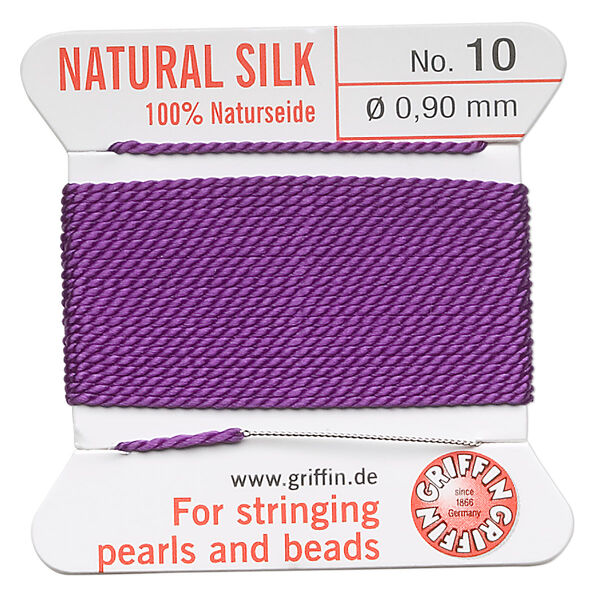 Thread, Griffin, silk, amethyst purple, size #10. Sold per 2-meter card (approximately 78 inches). image number 0