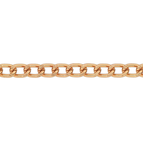 Chain, anodized aluminum, copper, 4mm curb. Sold per pkg of 5 feet. image number 0