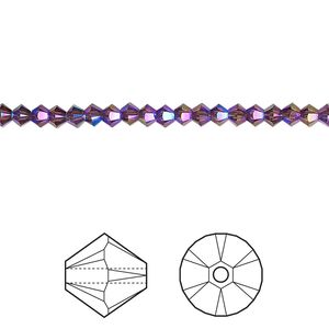 Bead 144pk amethyst shimmer 2X, Crystal Passions® 3mm bicone 5328