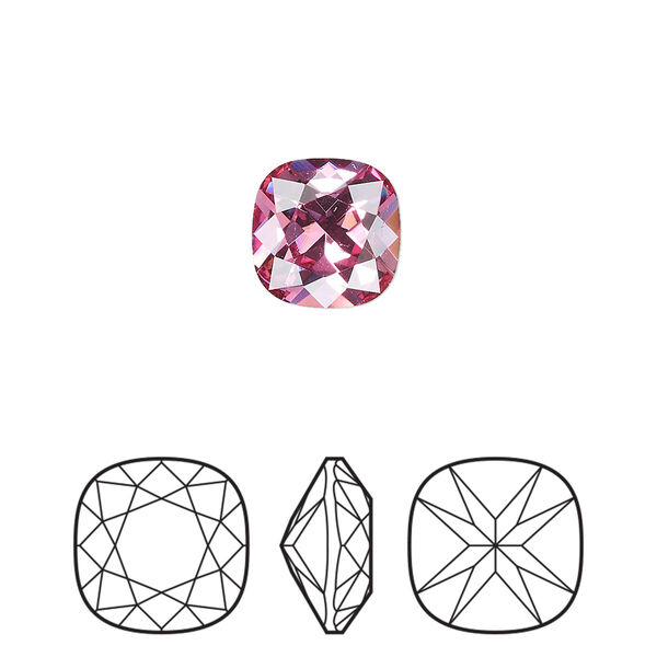 Fancy stone 2pk rose foil back, Preciosa MAXIMA Czech crystal rhinestone 10mm cushion square image number 0