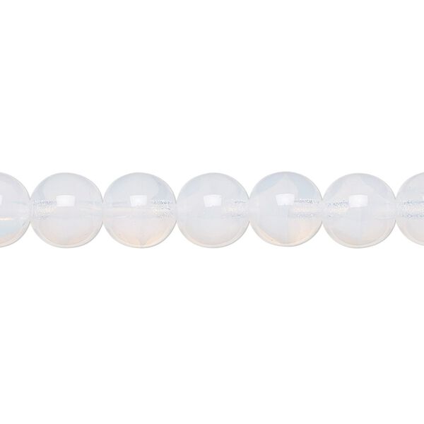 Bead, Preciosa, Czech glass druk, translucent white opal, 8mm round. Sold per 15-1/2" to 16" strand. image number 0