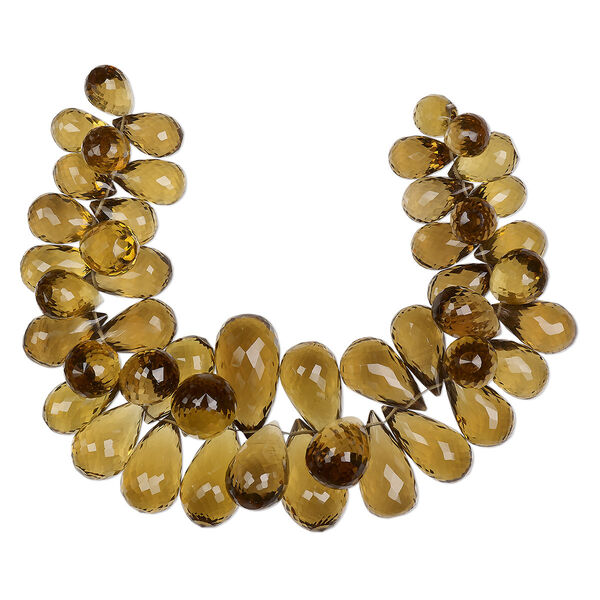 Golden quartz 1pkg1, hand-cut top-drilled faceted teardrop bead B+ grade, 8 inch graduated 13x10mm-28x15mm image number 0
