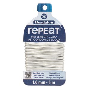 Cord, Beadalon® RePEaT™, recycled polyethylene, cloud, 1mm, 100-pound test. Sold per 5-meter card.