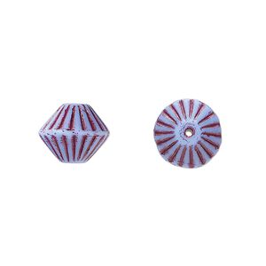 Bead, Preciosa, Czech pressed glass, opaque lavender violet, 11mm fluted bicone. Sold per pkg of 12.