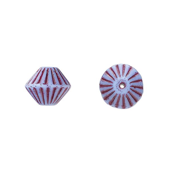 Bead, Preciosa, Czech pressed glass, opaque lavender violet, 11mm fluted bicone. Sold per pkg of 12. image number 0