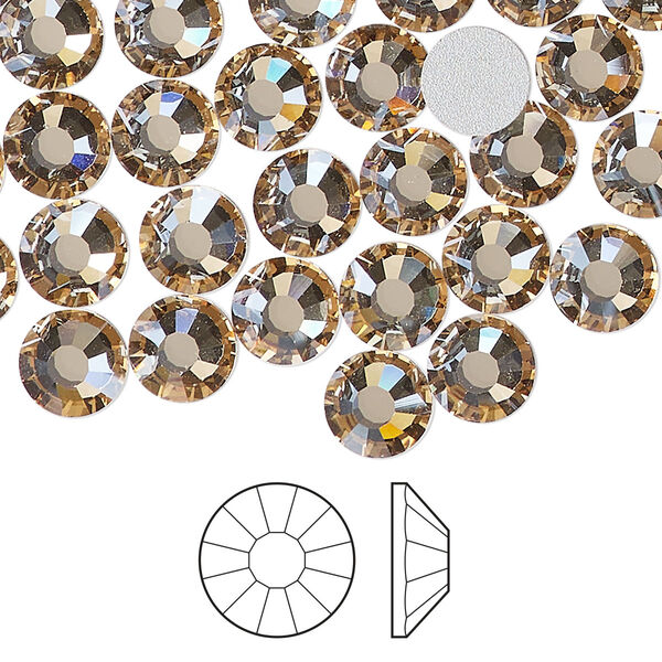 Flat back 12pk crystal honey foil back, Preciosa Viva 12® Czech crystal rhinestone 7-7.3mm chaton rose round SS34 image number 0