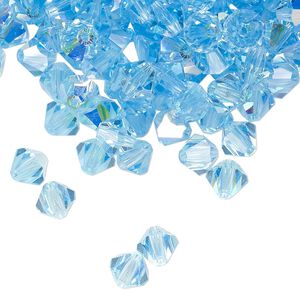 Bead 24pk aquamarine AB, Preciosa Czech crystal 6mm bicone