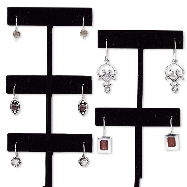 Earring mix, cultured freshwater pearl / multi-gemstone (natural / dyed / heated / irradiated) / sterling silver, mixed colors, 16-40mm mixed shape with fishhook ear wire. Sold per pkg of 5 pairs. image number 0