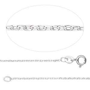 Chain 1pkg1 sterling silver cable, 1.2mm / springring clasp, Gossamer™ 18 inch