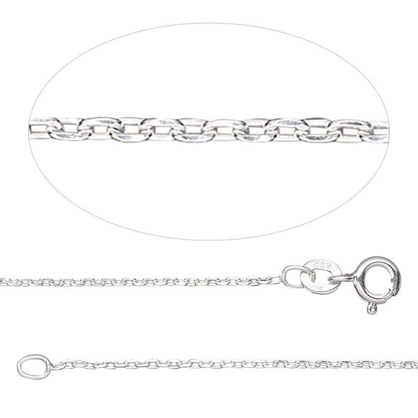 Chain, Gossamer™, sterling silver, 1.2mm cable, 18 inches with springring clasp. Sold individually. image number 0