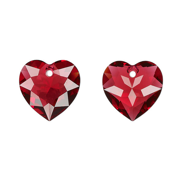 Drop 24pk scarlet, Swarovski® 14.5mm pendant heart cut 6432 image number 0