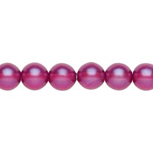 Bead, Czech pressed glass, pearlized purple, 8mm round. Sold per 15-1/2" to 16" strand, approximately 50 beads.