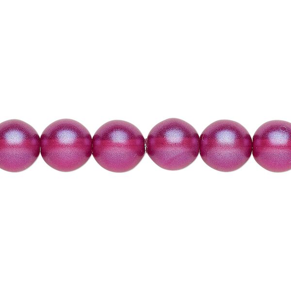 Bead, Czech pressed glass, pearlized purple, 8mm round. Sold per 15-1/2" to 16" strand, approximately 50 beads. image number 0