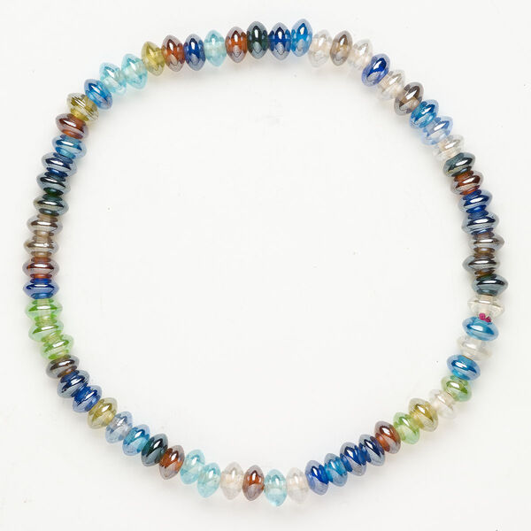 Bead 1pkg1 lampworked glass, 7x2mm-8x5mm rondelle, 15.5-16 inch translucent mixed luster colors image number 0