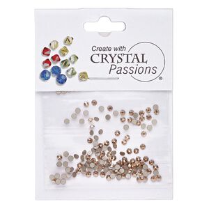Flat back 144pk crystal rose gold foil back, Crystal Passions® 2.1-2.3mm rose round SS7 2058