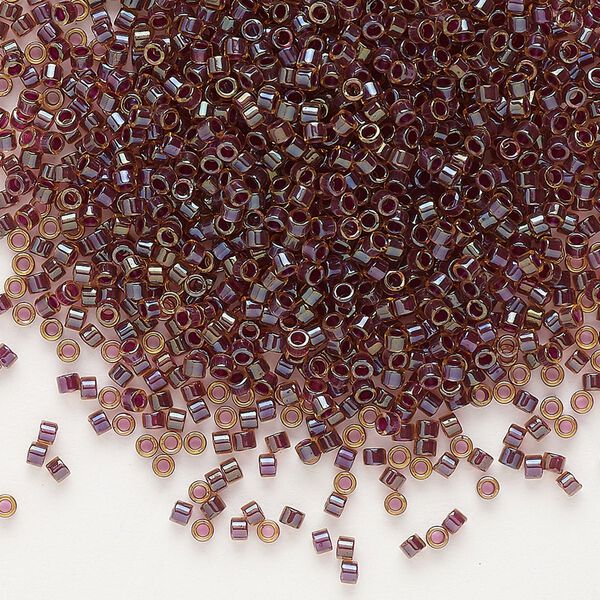Seed bead, Delica®, glass, pkg/7.5g, #11 round, translucent purple-lined luster light topaz (DB-0061). image number 0