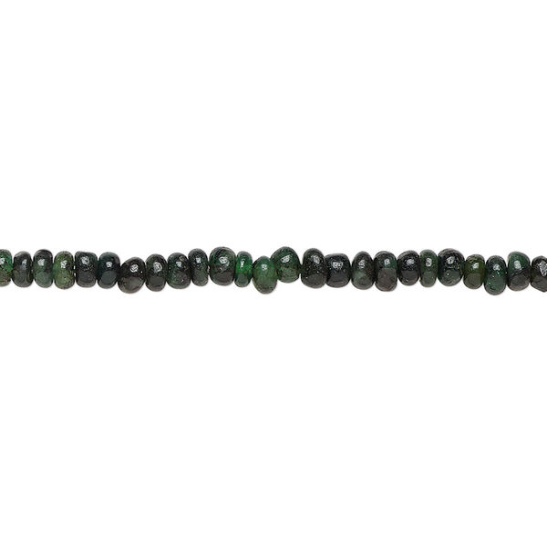 Bead, emerald (natural), 3x1mm-4x3mm hand-cut rondelle, D- grade, Mohs hardness 7-1/2 to 8. Sold per 16-inch strand. image number 0
