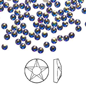 Flat back 1440pk crystal AB foil back, Swarovski® 3-3.2mm round SS12 2100