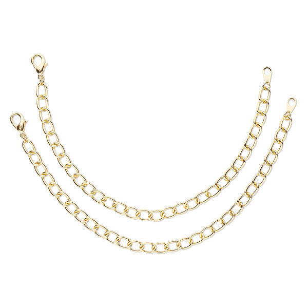 Chain, gold-finished steel, twisted oval cable, 7 inches. Sold per pkg of 2. image number 0