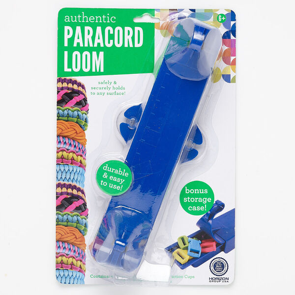 Paracord loom, plastic, blue and black, 9x3 inches with adjustable 6-3/4 inch to 8-1/2 inch looming length and 2 suction cups. Sold individually. image number 0