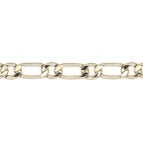 Chain, gold-plated brass, 5mm long and short flat oval. Sold per 50-foot spool. image number 0