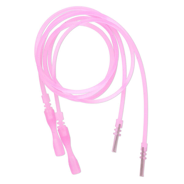 Necklace cord, silicone, translucent pink, 2-2.2mm wide, 16 inches with snap closure. Sold per pkg of 4. image number 0