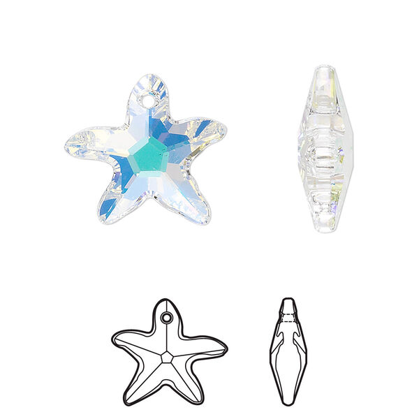 Drop 72pk crystal AB, Swarovski® 17x16mm pendant starfish 6721 image number 0
