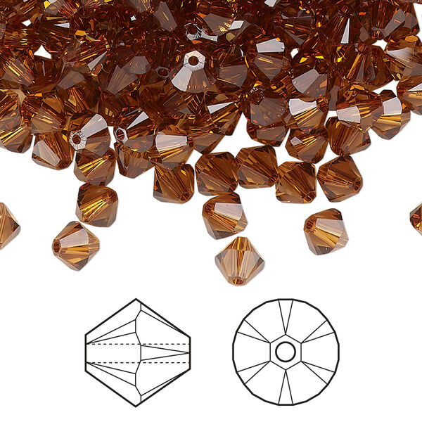 Bead 144pk light amber, Crystal Passions® 5mm bicone 5328 image number 0