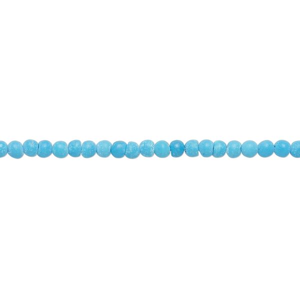 Bead, "turquoise" (resin) (imitation), blue, 2-3mm round. Sold per 15-inch strand. image number 0