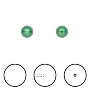 Pearl 1pkg4 eden green, Crystal Passions® 6mm half-drilled round 5818