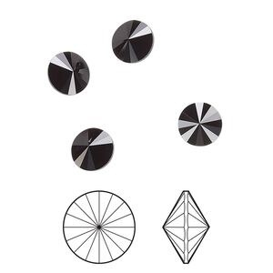 Chaton 12pk jet, Crystal Passions® 7.07-7.27mm rivoli SS34 1122