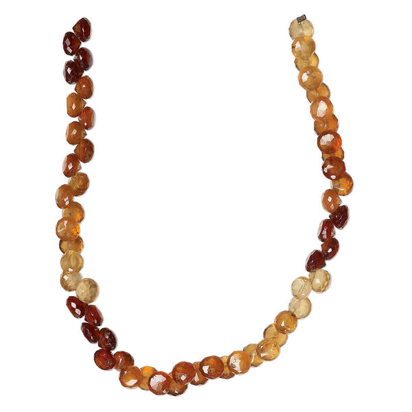 Bead, hessonite garnet (natural), shaded, 6x4mm-6x5mm hand-cut top-drilled faceted teardrop, B+ grade, Mohs hardness 7 to 7-1/2. Sold per 8-inch strand, approximately 55 beads. image number 0