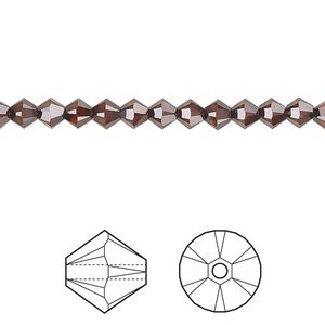 Bead 48pk smoked amber, Crystal Passions® 4mm bicone 5328