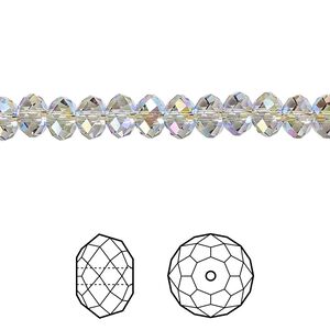 Bead 12pk black diamond shimmer 2X, Crystal Passions® 6x4mm rondelle 5040