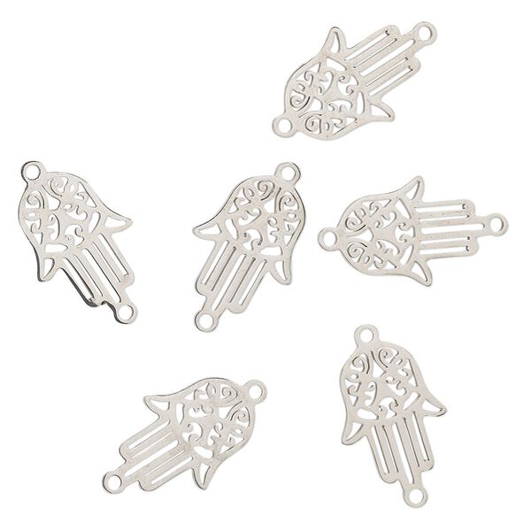 Link, stainless steel, 16x11mm Fatima hand. Sold per pkg of 6. image number 0