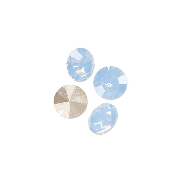 Chaton 48pk light sapphire opal foil back, Preciosa MAXIMA Czech crystal rhinestone 8.16-8.41mm 15-cut faceted round SS39 image number 0