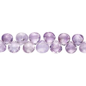 Amethyst 1pkg1, hand-cut top-drilled faceted puffed teardrop bead natural 8 inch 8x7mm-10x10mm