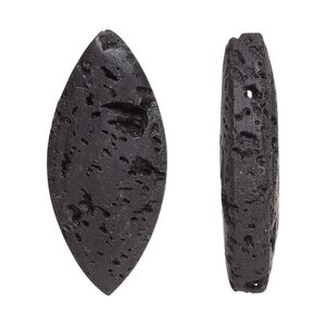 Lava rock 1pkg2, top-drilled marquise focal 36.5x16mm